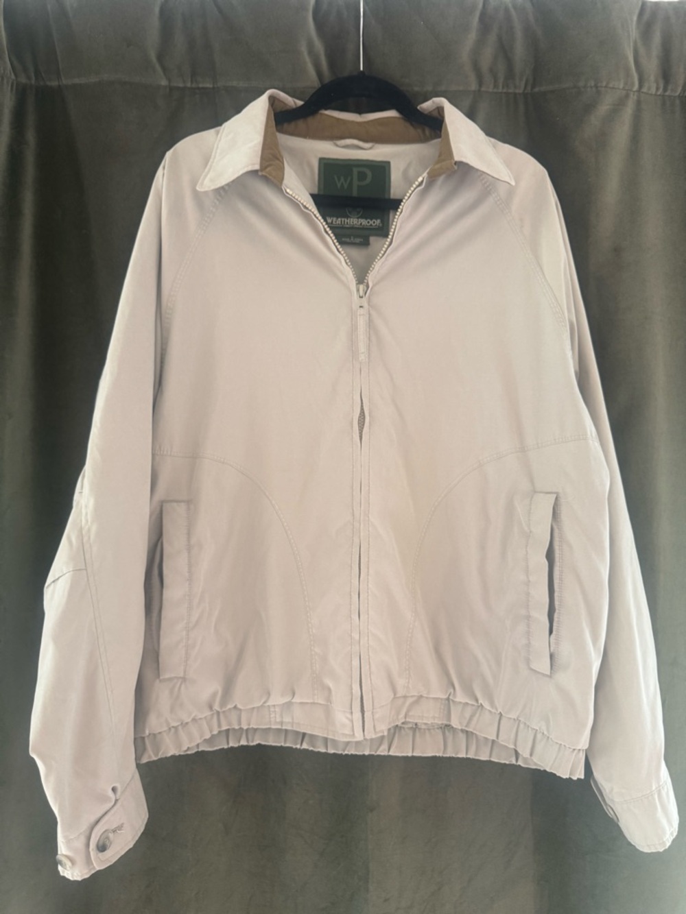 Vintage 90s Weatherproof Khaki Jacket Large Made in Korea Minimalist Zip Up